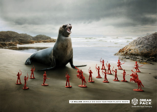 Marine Life Faces Tiny Toys in Disposable Plastic Print Campaign | LBBOnline