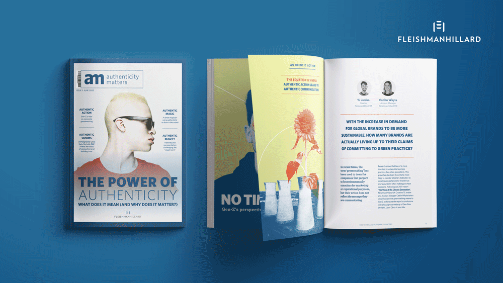 Pages from FleishmanHillard's Authenticity Matters Magazine, Issue 1