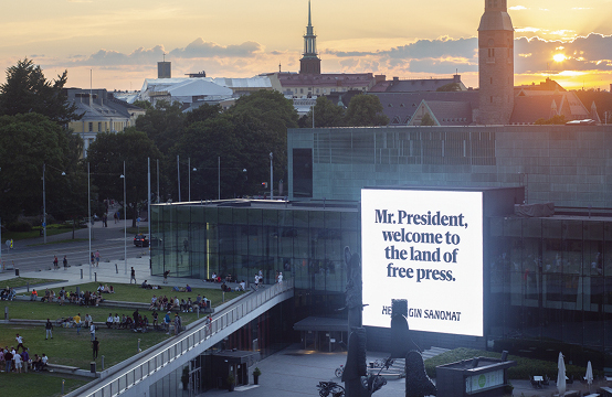 A Nordic Newspaper Placed Billboards Along Trump and Putin’s Routes from the Airport