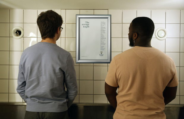 "The Average Length": Ads Above Urinals Take Jokey Tone to Promote Drinking ‘Guinness Clear’ (AKA Water)