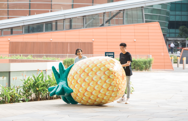 Mysterious Giant Pineapple Rolls Through Singapore for Caltex Fuel 