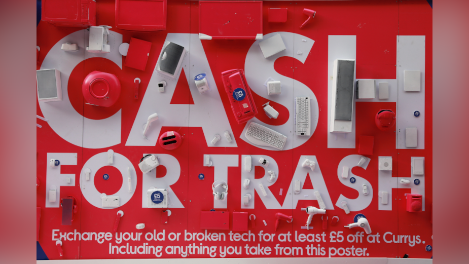 Currys’ Uses Billboards Laden with Old and Broken Tech Devices to Promote Cash for Trash Scheme