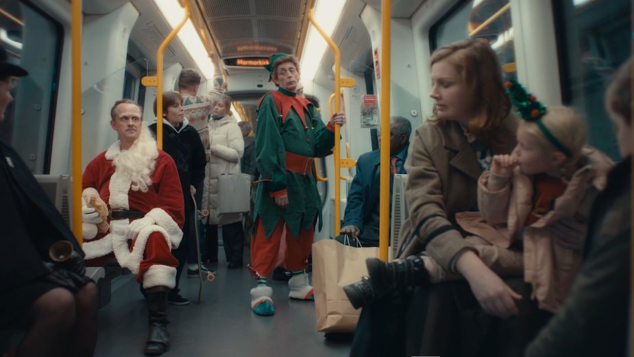 Santa Takes a Well Deserved Break on the Copenhagen Metro