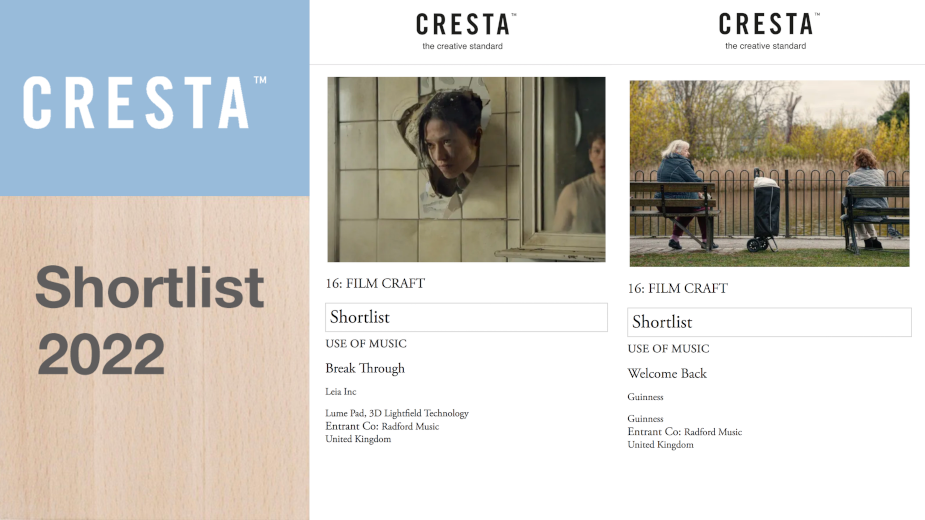 Radford Music Shortlisted Twice in Cresta Awards 2022
