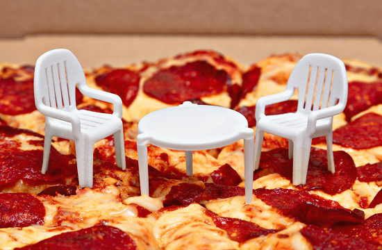 This Pizza Chain Has Turned Takeout Pizza Savers into Mini Patio Sets