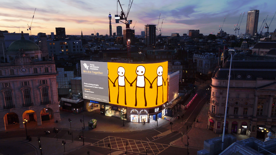 Young Westminster Foundation Presents Digital Artwork by STIK on London's Piccadilly Lights