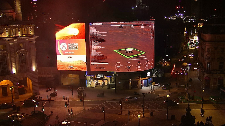 Live From Mars: Landing of NASA Perseverance Mission Streamed Live on Piccadilly Lights 