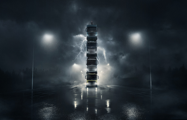 Volvo Built a Tower from Four of its New Trucks in Another Epic Stunt