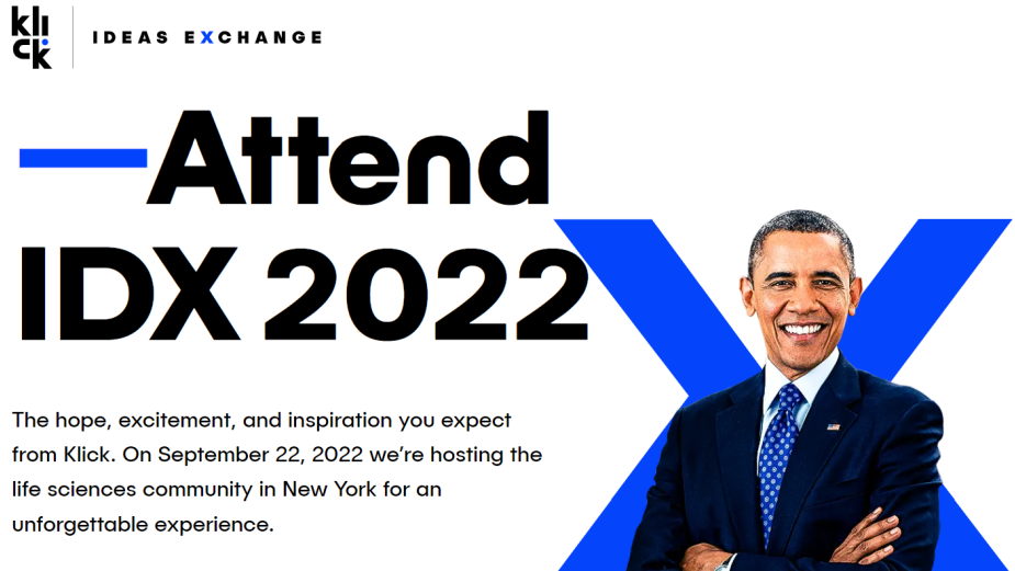 Klick Health Announces Klick Ideas Exchange 2022 Featuring a Conversation with President Barack Obama