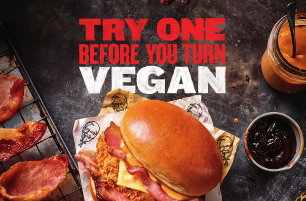 KFC Takes a Swipe at Vegans with Bacon Burger Print Campaign