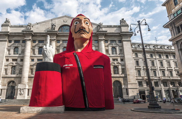 Netflix Gives a Body to Italy’s Most Iconic Middle Finger with Money Heist Statue Stunt