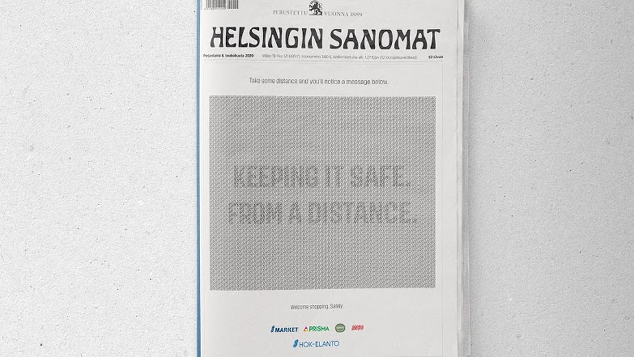Clever Print Ad Uses Optical Illusion to Remind People to Keep Their Distance in Grocery Stores