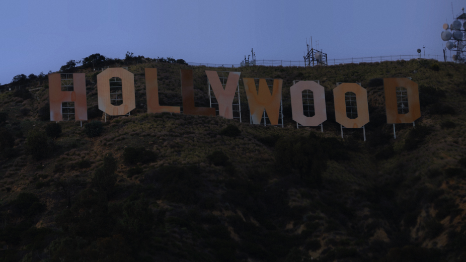 Hollywood sign hacked by UOMA Beauty during the Oscars