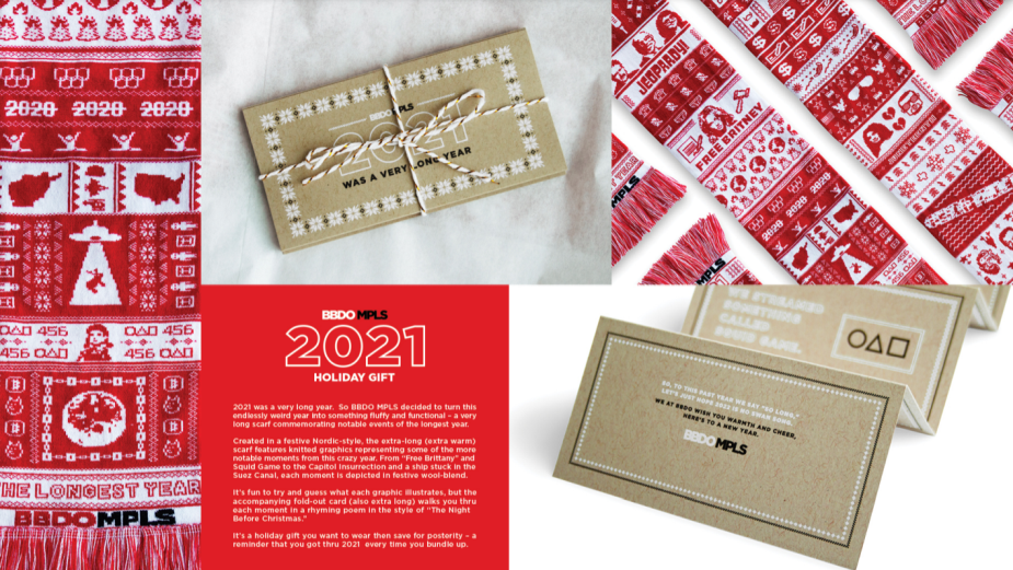 For Christmas, BBDO MPLS Created a Scarf Commemorating Notable Events of the Longest Year