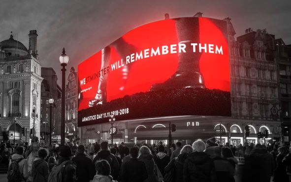 Landsec’s Piccadilly Lights Join Armistice Centenary Commemorative Screenings