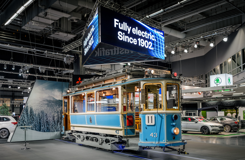 Swedish Public Transit Service Trolls Electric Car Show With 100 Year Old Tram
