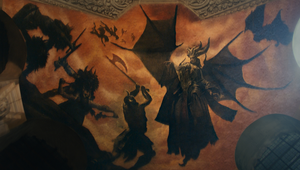 160 Foot Demonic Mural Takes Over a Medieval Gothic Cathedral in Diablo IV Film