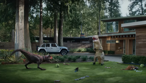 A Baby Carnotaurus Takes a Joy Ride in Jeep’s Jurassic World Dominion Campaign 