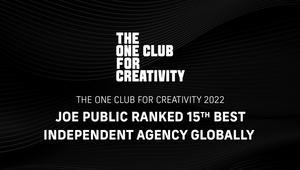 Joe Public Rated 15th Best Independent Agency in The One Club Global Creative Rankings